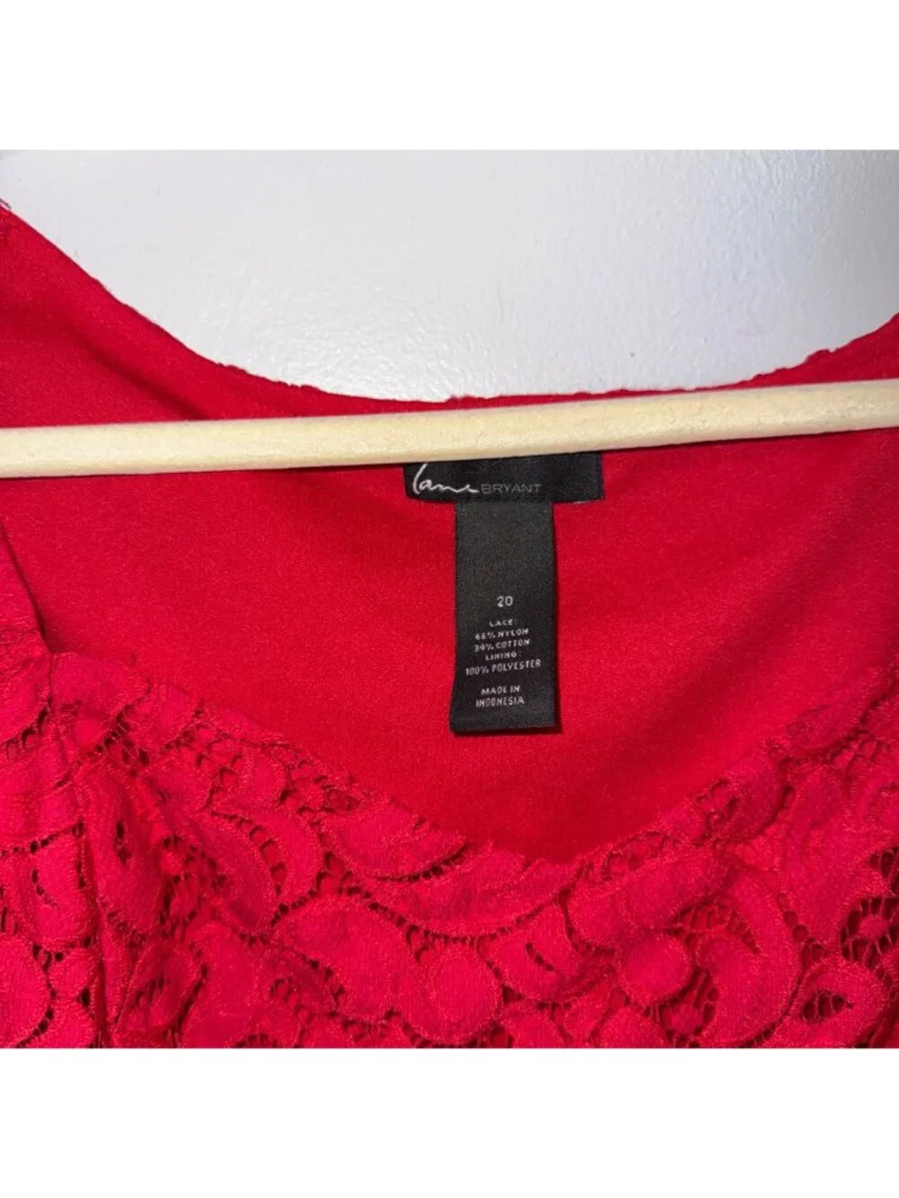 Lane Bryant Red Lace Sleeveless Tank Top Size 20 Polyester Blend Women Plus Size - Picture 3 of 6